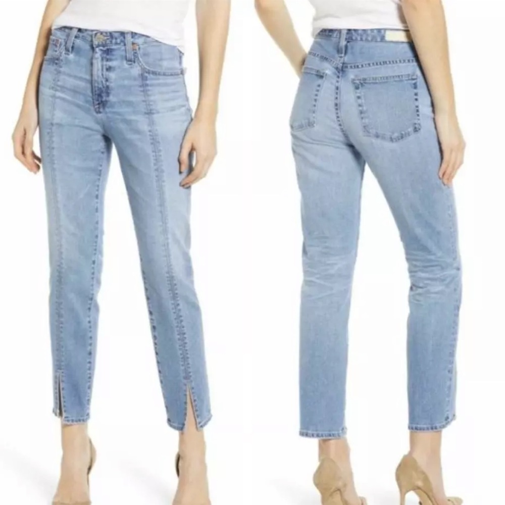 AG Adriano Goldschmied Isabelle High-Rise Straight Split Hem Crop Jeans Sz 26